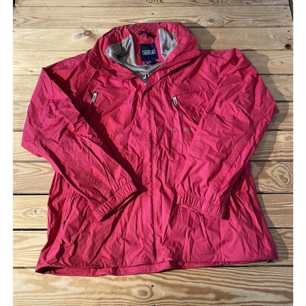 Aigle Hooded Jacket Size XL Women’s Red Full Zip